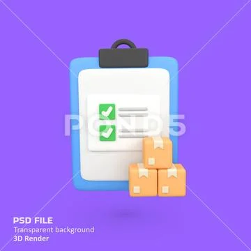 Delivery list isolated 3d render icon illustration PSD Template