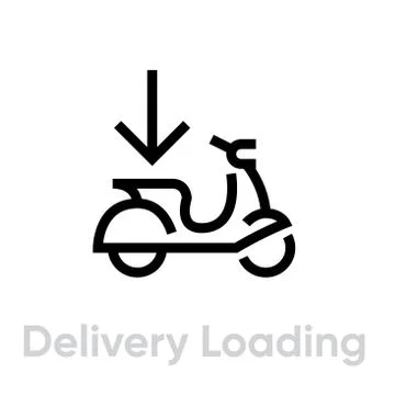 Delivery Loading Bike icon. Editable line vector. Ilustración de archivo