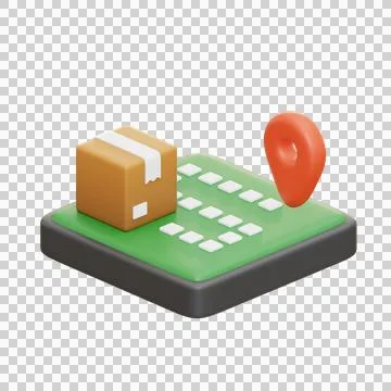 Delivery Location 3D Illustrations, 3D rendering Stock Illustration