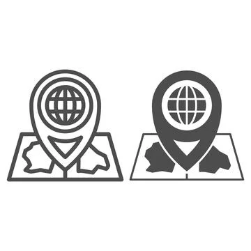 Delivery location line and solid icon, airlines concept, delivery, map vector Stock Illustration