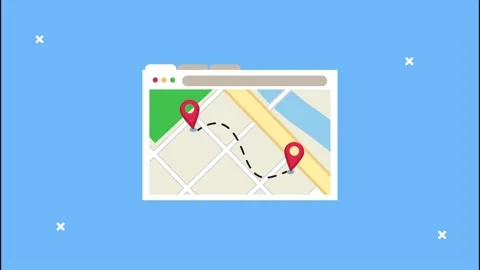 Delivery logistic service with map guide in webpage template and pin location Stock Footage 144841681
