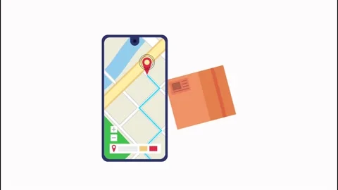 Delivery logistic service with map in smartphone and box Stock Footage 144837518