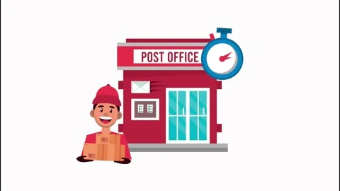 Delivery logistic service with worker lifting box in post office Stock Footage 144837423