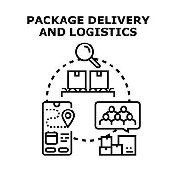 Delivery logistics app planning and tracking service Stock Illustration
