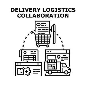 Delivery logistics collaboration for e commerce and supply chain management Stock Illustration