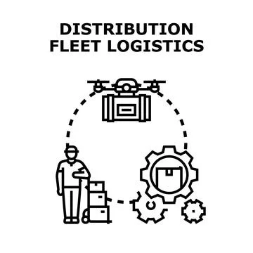 Delivery logistics distributing packages using technology concept Stock Illustration