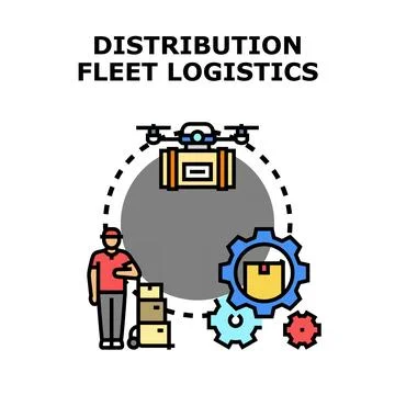 Delivery logistics distributing packages using technology concept Stock Illustration