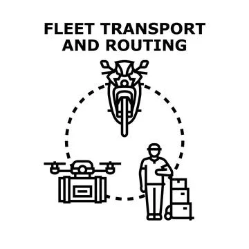 Delivery logistics infrastructure planning and modern transport routing Stock Illustration