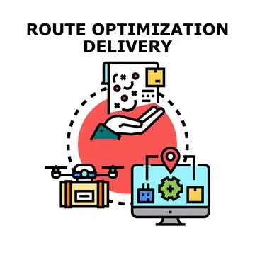 Delivery logistics route optimizing process and systems Stock Illustration