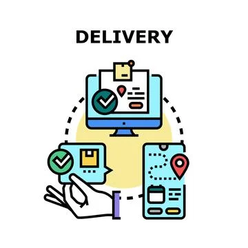 Delivery logistics tracking online using digital devices Stock Illustration