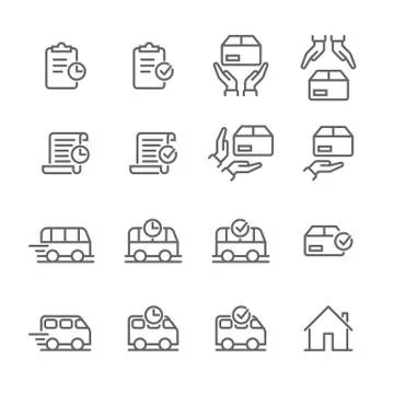 Delivery logistics web shop thin line icons Illustrazione stock