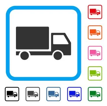 Delivery Lorry Framed Icon Stock Illustration