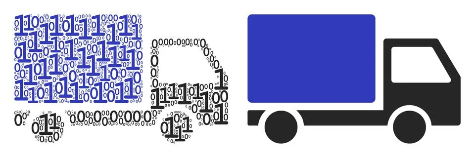 Delivery Lorry Mosaic of Binary Digits Stock Illustration