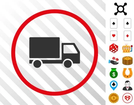 Delivery Lorry Rounded Icon with Bonus Stock Illustration