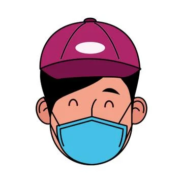 Delivery male worker using face mask for covid 19 Illustrazione stock