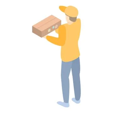 Delivery man box icon, isometric style Illustrazione stock