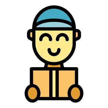 Delivery man box icon vector flat Illustrazione stock