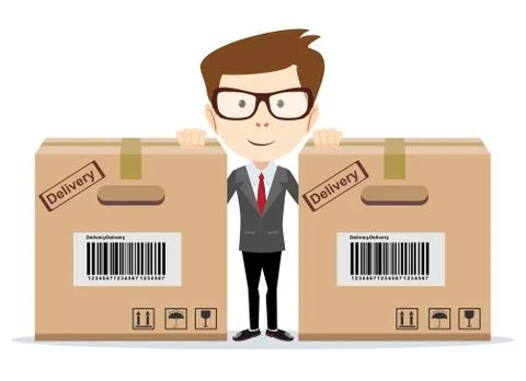 Delivery man with a box Stock Illustration