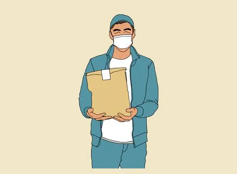 Delivery man with box.Delivery Services. Flat design modern vector illustration Stock Illustration