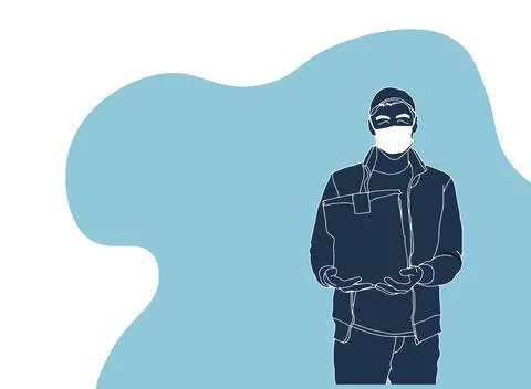 Delivery man with box.Delivery Services. Flat design modern vector illustration 스톡 일러스트