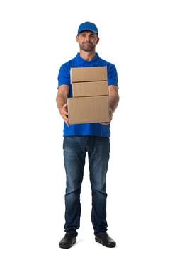 Delivery man with boxes Stock Photos
