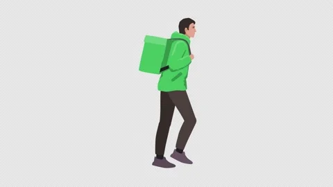Delivery man carries loop animation with alpha channel Stock Footage 140191461