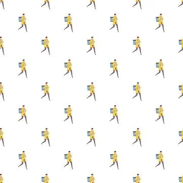 Delivery man carrying backpack repeating pattern background Stock Illustration