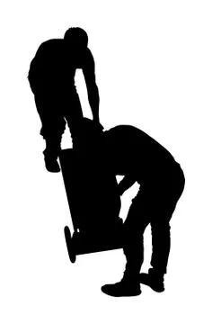 Delivery man carrying boxes of goods vector silhouette. Post man Stock-Illustration