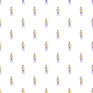 Delivery man carrying a package in a repeating pattern Illustrazione stock