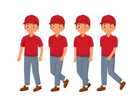 Delivery man constructor. Courier in uniform. Kit for creating cartoon. Pack of Stock Illustration