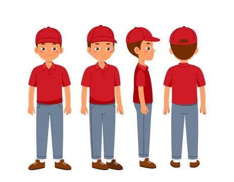 Delivery man constructor. Courier in uniform. Kit for creating animations. Pack Stock Illustration
