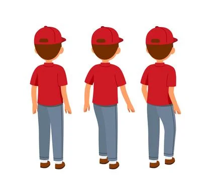 Delivery man constructor. Courier in uniform back view. Kit for creating Stock Illustration