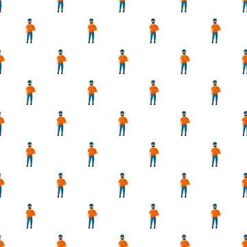 Delivery man courier worker seamless repeat pattern Stock Illustration