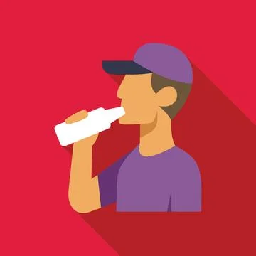 Delivery man drinking water after work, refreshing break during delivery job Stock Illustration