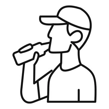 Delivery man drinking water after work, refreshing break, hydration concept Stock Illustration