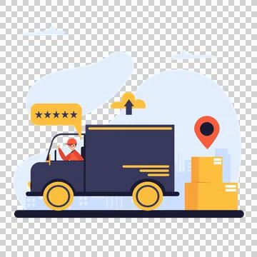 Delivery Man driving on the way Stock Illustration