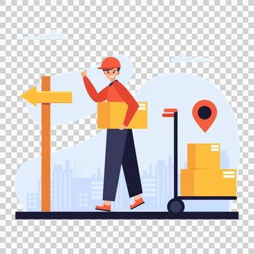 Delivery Man driving on the way Stock Illustration