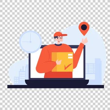 Delivery Man driving on the way Stock Illustration