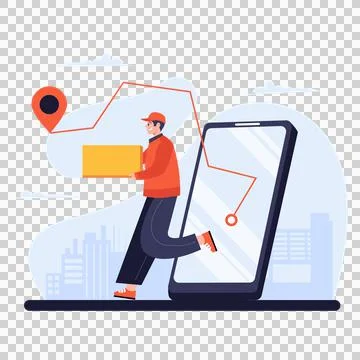 Delivery Man driving on the way Stock Illustration