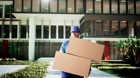 Delivery Man Dropping Post Box Stock Footage 301835146