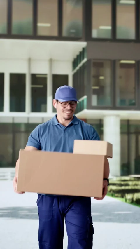 Delivery Man Dropping Post Box Stock Footage 301841006