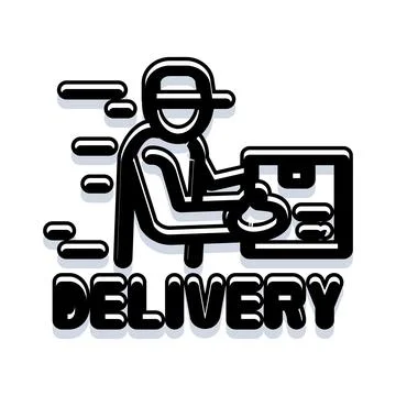Delivery man fast shipping parcel courier service icon Illustrazione stock
