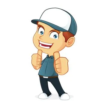 Delivery man giving thumbs up Stock Illustration