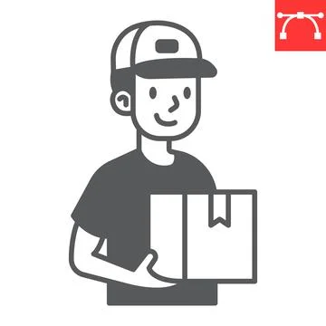 Delivery man glyph icon 스톡 일러스트