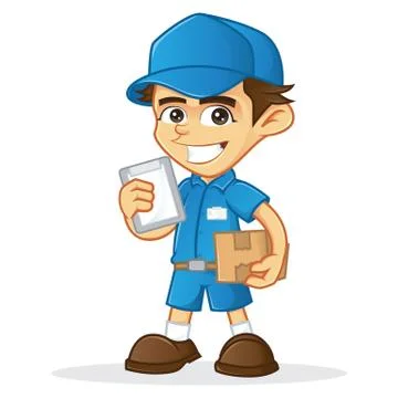 Delivery man holding a box Stock Illustration