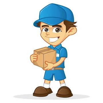 Delivery man holding a box Stock Illustration