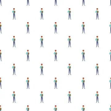 Delivery man holding boxes seamless pattern background Illustrazione stock
