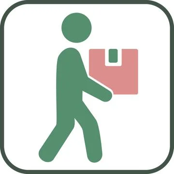 Delivery man holding package box icon symbol Stock Illustration