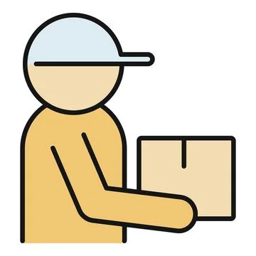 Delivery man holding package icon representing logistics service Stock Illustration
