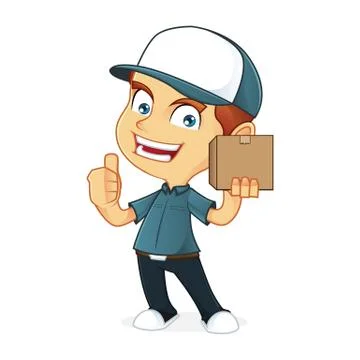 Delivery man holding a package Stock Illustration